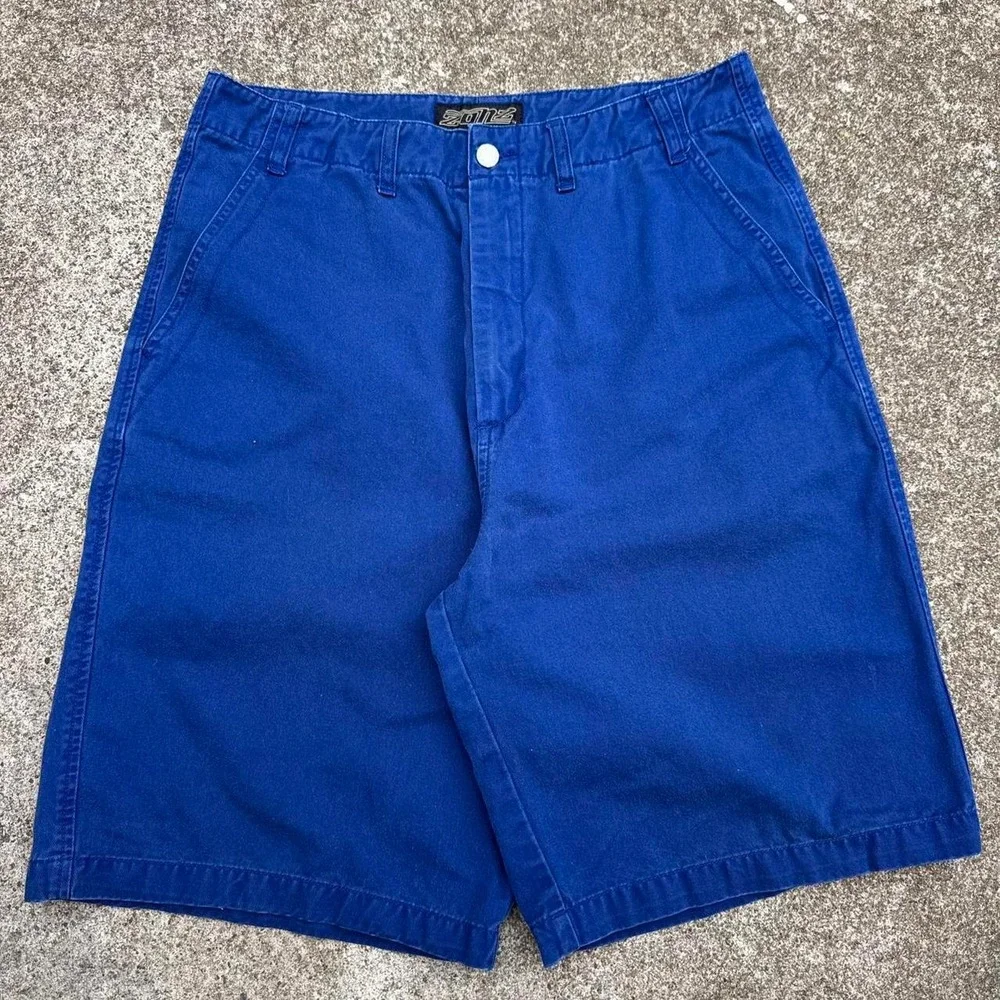 Vintage Y2K Zonez Carpenter Shorts Skater Workwear Utility Blue 34 (d8)
